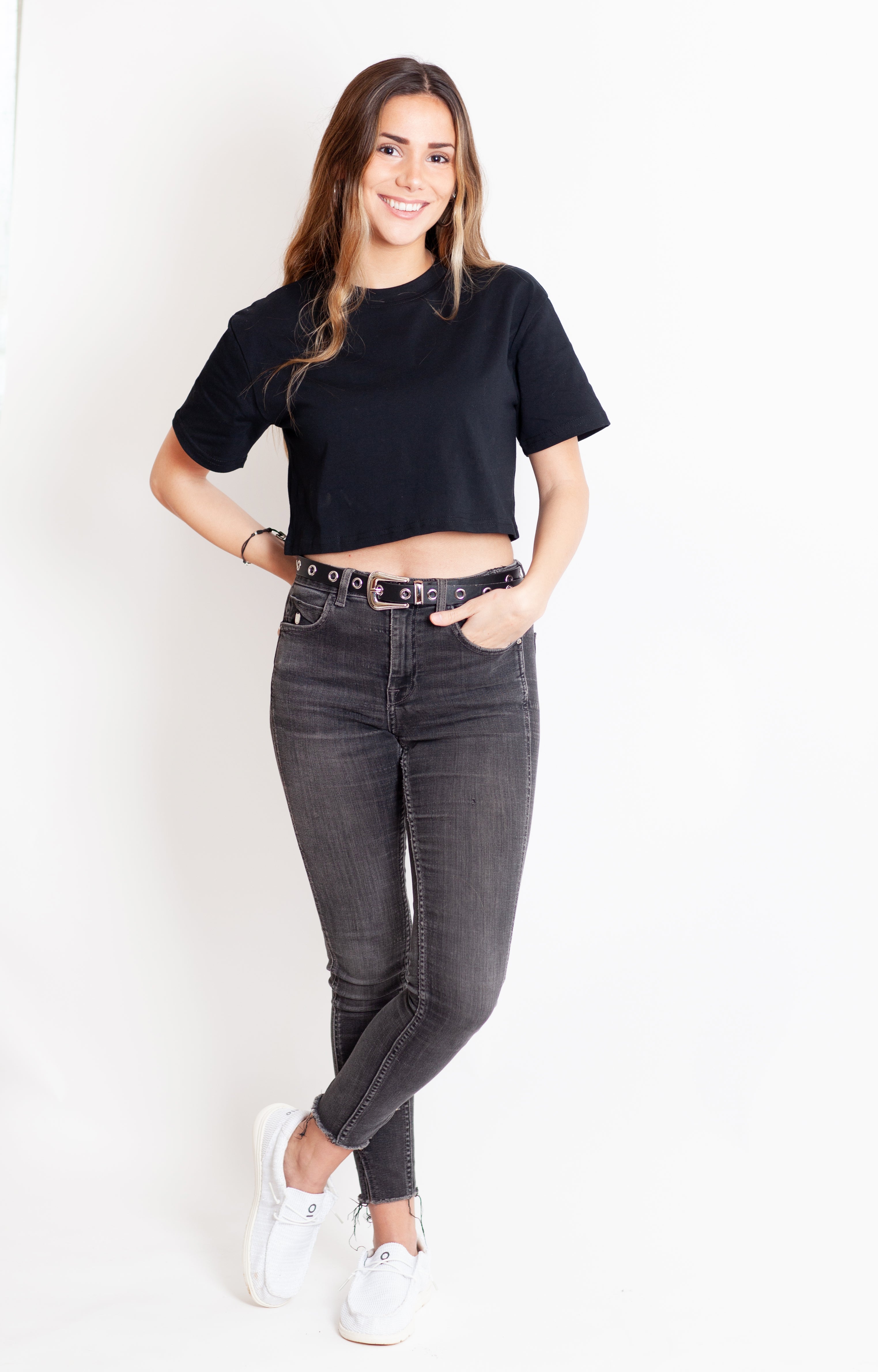 Polera Manga Corta Crop Black