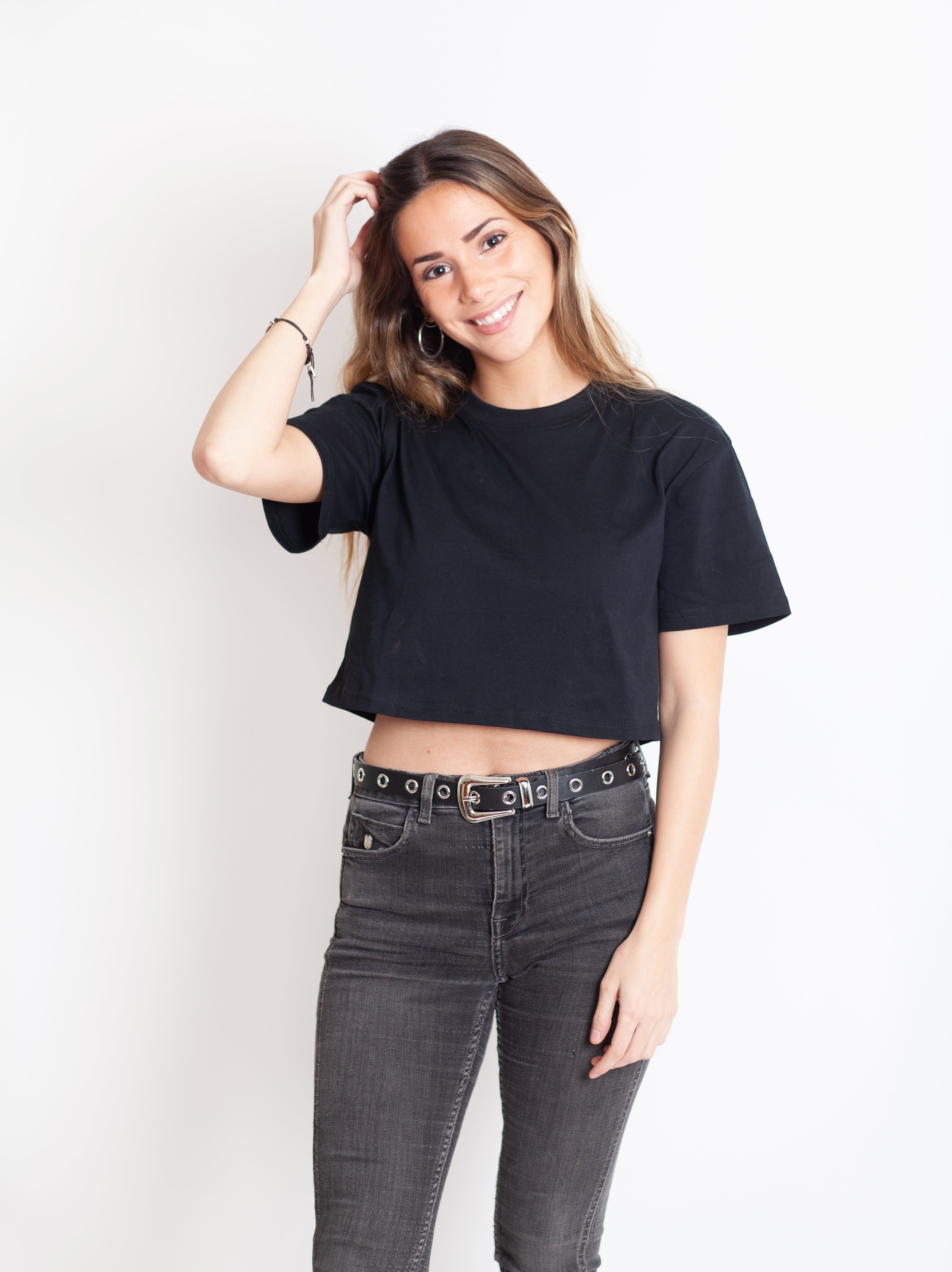 Polera Manga Corta Crop Black