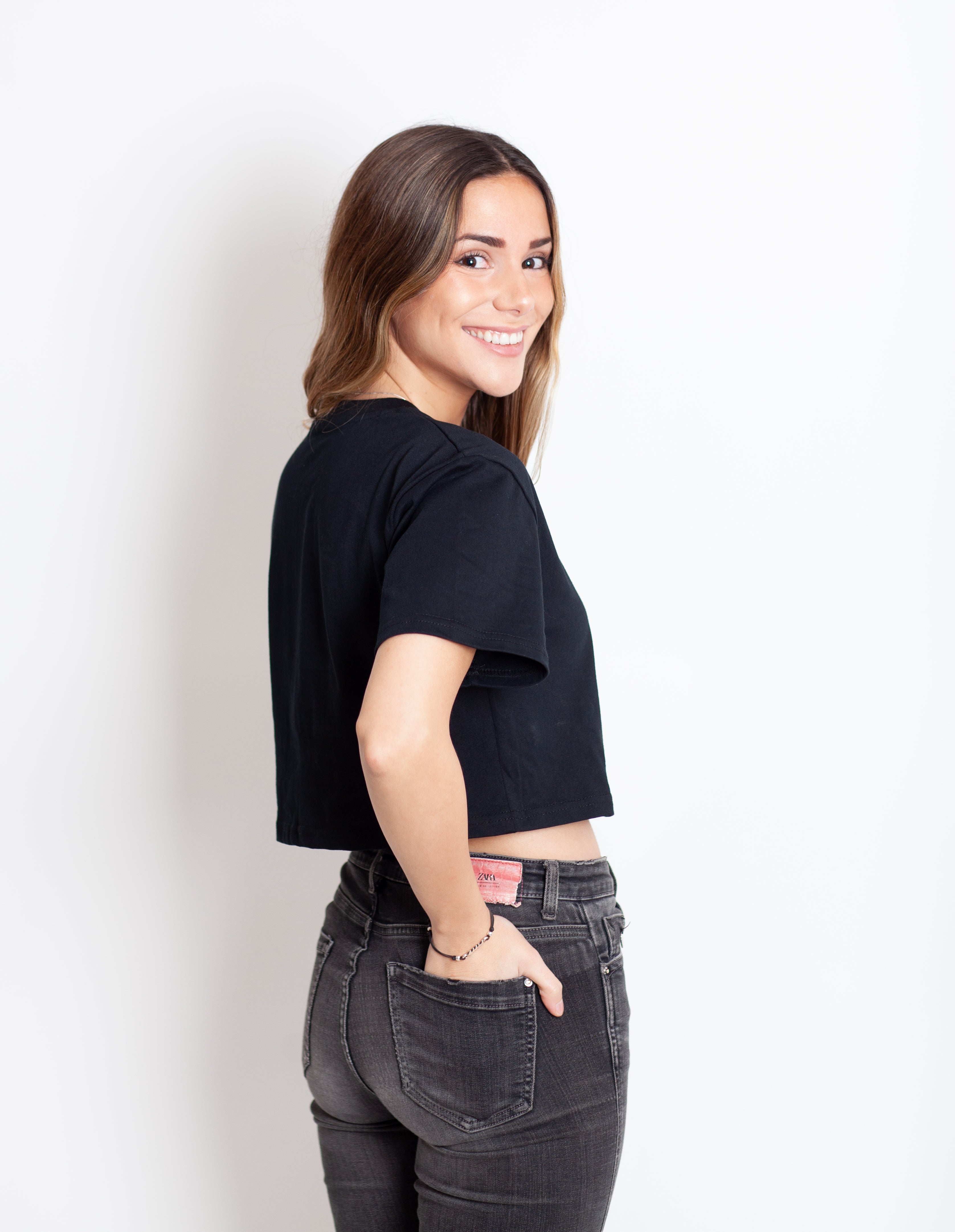 Polera Manga Corta Crop Black